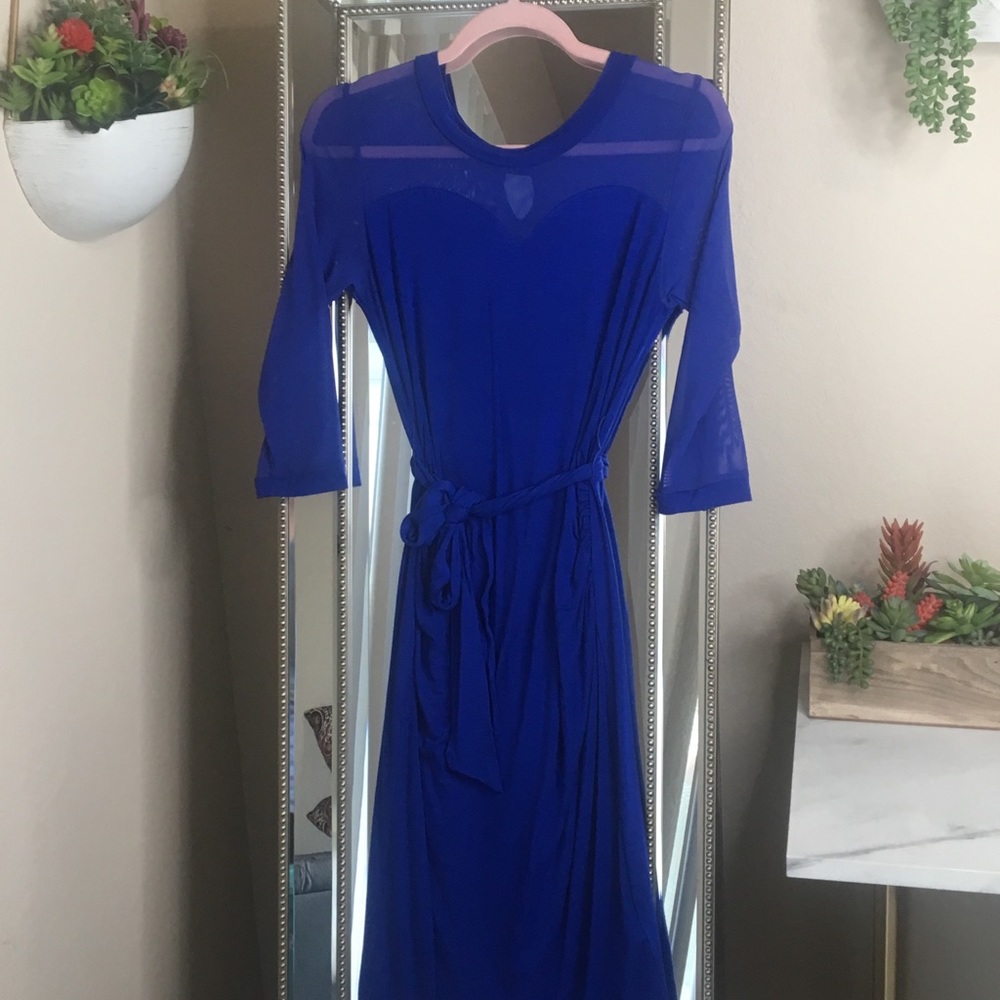 Blue, midi body-con, maternity dress